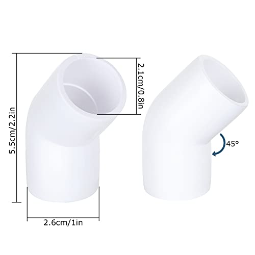 HNBun 1/2 Inch 45 Degree Elbow PVC Fitting, 30 Pack 2 Way Furniture Grade Connectors for Schedule 40 Pipe, Build Heavy Duty Furniture and Plumbing Projects White - Image 2