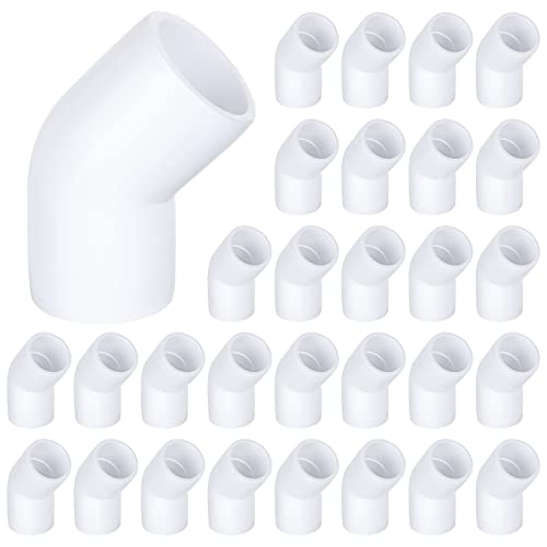 HNBun 1/2 Inch 45 Degree Elbow PVC Fitting, 30 Pack 2 Way Furniture Grade Connectors for Schedule 40 Pipe, Build Heavy Duty Furniture and Plumbing Projects White - Image 1