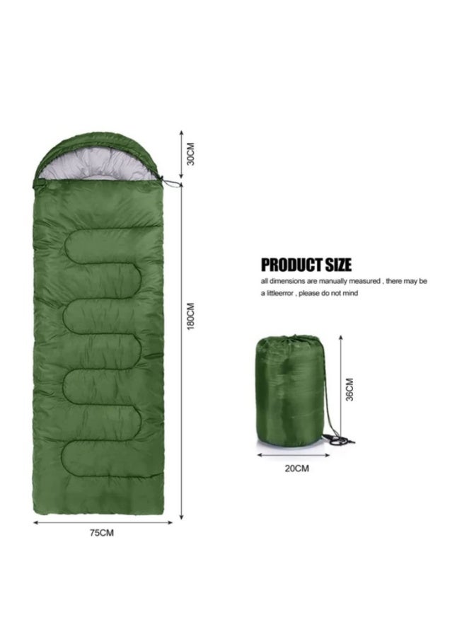 Outdoor Sleeping Bag, 180CM Bag Length, cap is 30CM long Outdoor Camping Summer Camping Sleeping Bag Lunch Envelope Hooded Sleeping Bag (Green) - Image 2