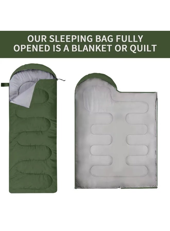 Outdoor Sleeping Bag, 180CM Bag Length, cap is 30CM long Outdoor Camping Summer Camping Sleeping Bag Lunch Envelope Hooded Sleeping Bag (Green) - Image 3