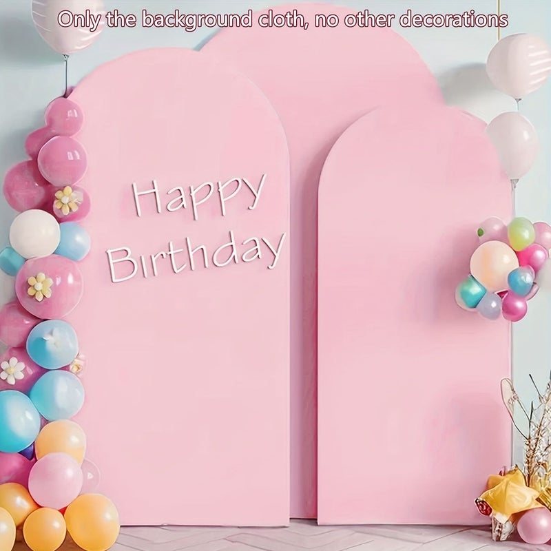 Pink White Wedding Photo Background Stretchable Fabric Decoration Set for Party Birthday Easy - Image 1