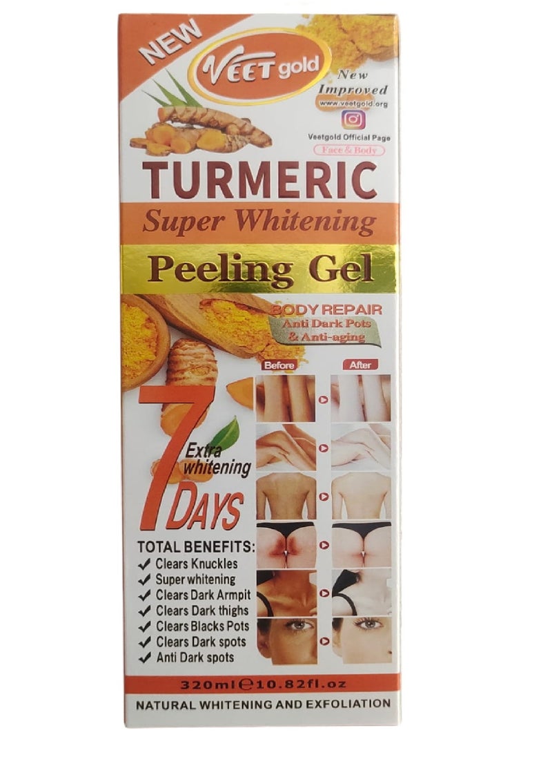 Veet gold SUPER WHITENING TURMERIC PEELING GEL 320 ML  - Image 1