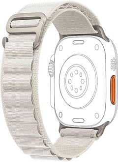 Generic Alpine Loop for Apple Watch Compatible with Apple Watch 49mm 45mm 44mm 42mm, Durable Nylon Solo Loop Sport Strap with Titanium G Hook for iWatch Utral/SE Series 8 7 6 5 4 (White)