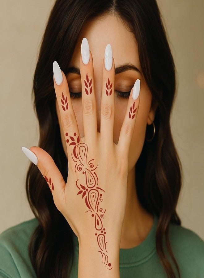 VANVATI Beautiful Floral Designer Henna for Events Mehndi Stencil Sticker One Set for Both Hand | Easy to Apply Stencil Mehndi Sticker Perfect for Weddings, Parties and Any Occasion - Image 2
