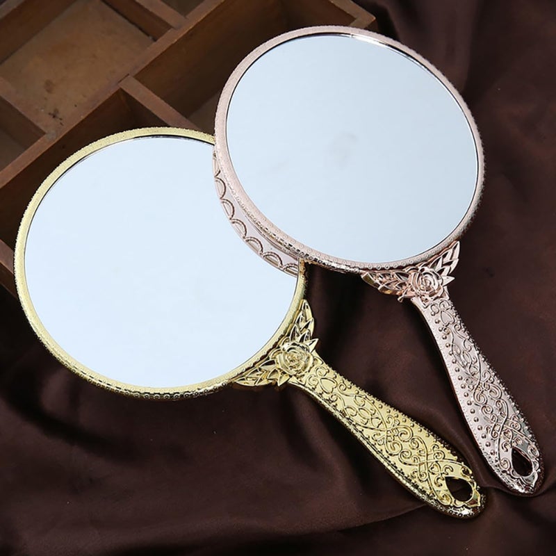 GANAZONO Vintage Handheld Makeup Mirror 2pcs Round Vanity Mirrors Gold and Silver Portable Cosmetic Beauty Tool for Travel and Personal Use - Image 5