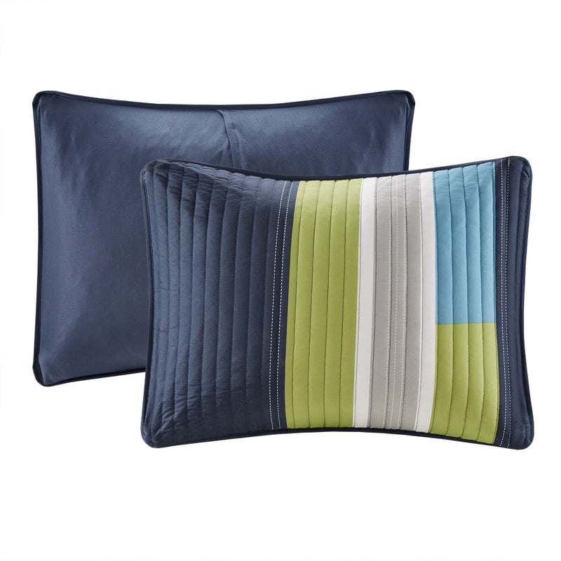 Comfort Spaces CS14-0861 2 Piece Quilt Coverlet Bedspread All Season Lightweight Hypoallergenic Pipeline Colorblock Kids Bedding Set, Twin/Twin XL, Pierre Navy/Blue Stripe - Image 5