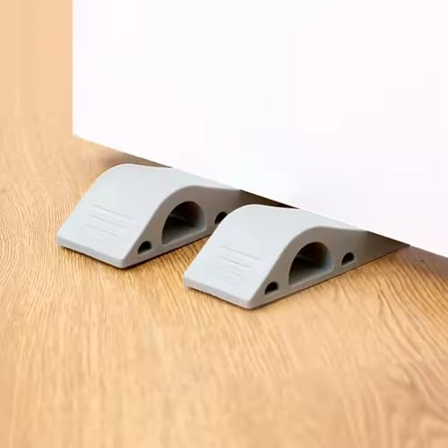 Safe-O-Kid® Pack of 2 BPA-Free Silicone Door Stoppers – Anti-Slip, No Harm to Kids, Fits All Doors, Multi-Surface TPR, Grey - Image 1