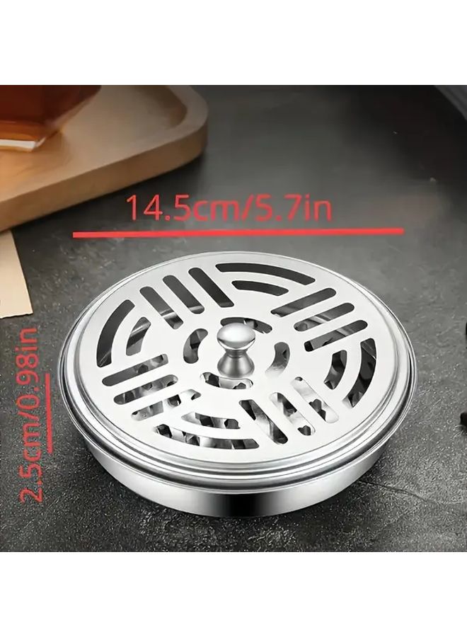 Stainless Steel Mosquito Coil Holder 1pc with Lid Handle Hexagonal Design Portable Home Use. - Image 4