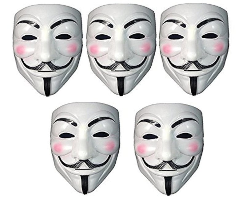 FAVELA V for Vendetta Comic Face Mask Anonymous Guy Fawkes (White) Pack of 5 Party Face mask For Mens ,Womens - Image 1