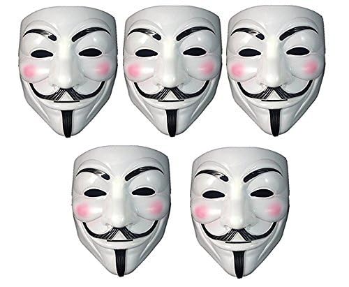 FAVELA V for Vendetta Comic Face Mask Anonymous Guy Fawkes (White) Pack of 5 Party Face mask For Mens ,Womens - Image 2