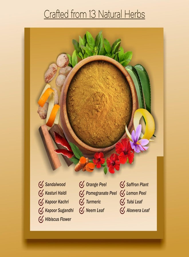 IYUSH Herbal Ayurveda Ubtan Powder - 400gm | Ubtan Face Pack | Powder Face Wash | Turmeric Healing Face Ubtan | Herbal Bath Powder | Sunnipindi Powder | Bridal Ubtan Face Wash Powder | - Image 2
