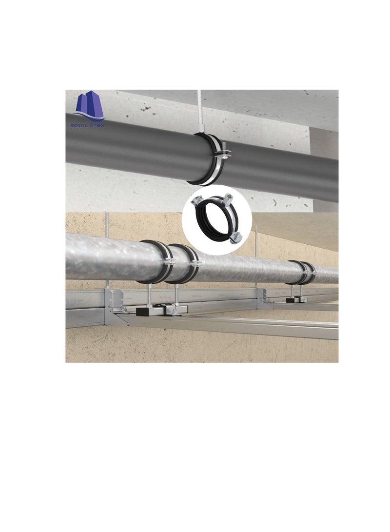 Heavy Duty Adjustable Two-screw Pipe Galvanized Iron (GI) Clamp with Rubber Lined or Unlined for Wall Ceiling Mount Pipe Supports, Split Ring Hanger (1/2 Inch, Pack of 10)  - Image 3
