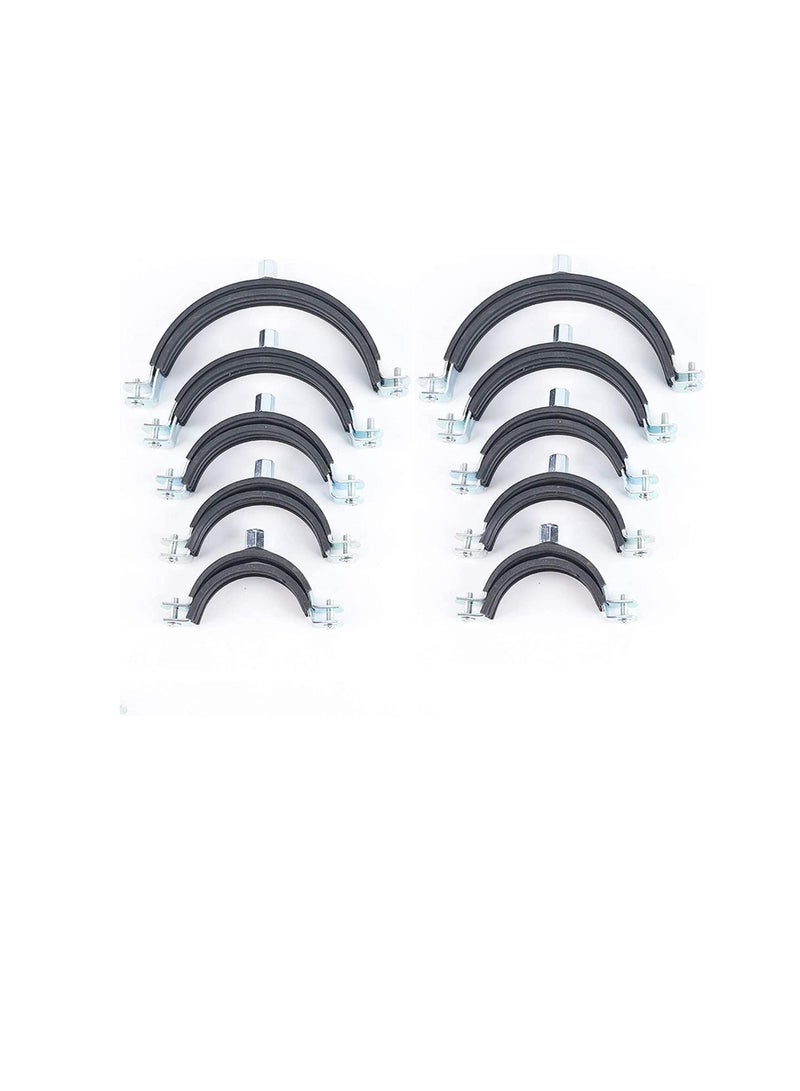 Heavy Duty Adjustable Two-screw Pipe Galvanized Iron (GI) Clamp with Rubber Lined or Unlined for Wall Ceiling Mount Pipe Supports, Split Ring Hanger (1/2 Inch, Pack of 10)  - Image 1