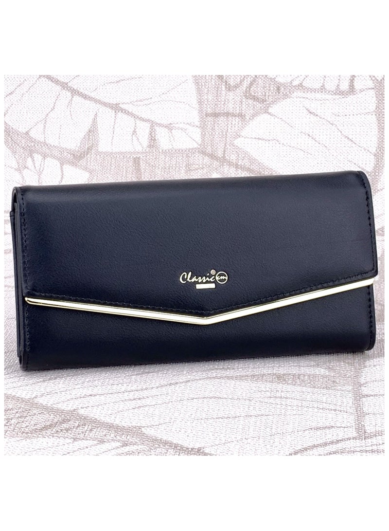 Classic Milano Premium Faux Leather Long Wallet for Women with Snap Closure | Ladies Wallet Card Holder Purse | Slim Women's Wallet for Daily Use, Travel, and Gifting - Image 1