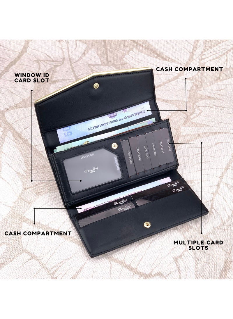 Classic Milano Premium Faux Leather Long Wallet for Women with Snap Closure | Ladies Wallet Card Holder Purse | Slim Women's Wallet for Daily Use, Travel, and Gifting - Image 2