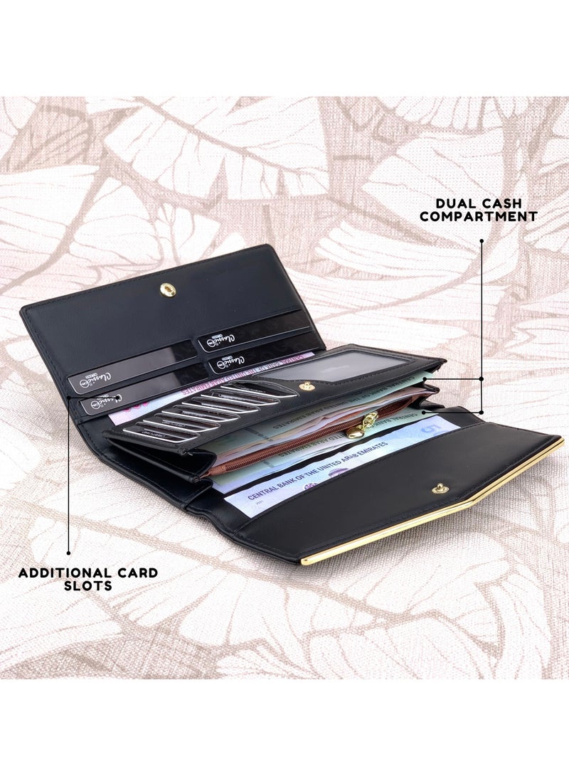 Classic Milano Premium Faux Leather Long Wallet for Women with Snap Closure | Ladies Wallet Card Holder Purse | Slim Women's Wallet for Daily Use, Travel, and Gifting - Image 3