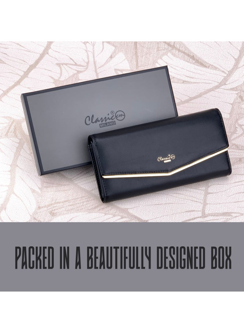 Classic Milano Premium Faux Leather Long Wallet for Women with Snap Closure | Ladies Wallet Card Holder Purse | Slim Women's Wallet for Daily Use, Travel, and Gifting - Image 5