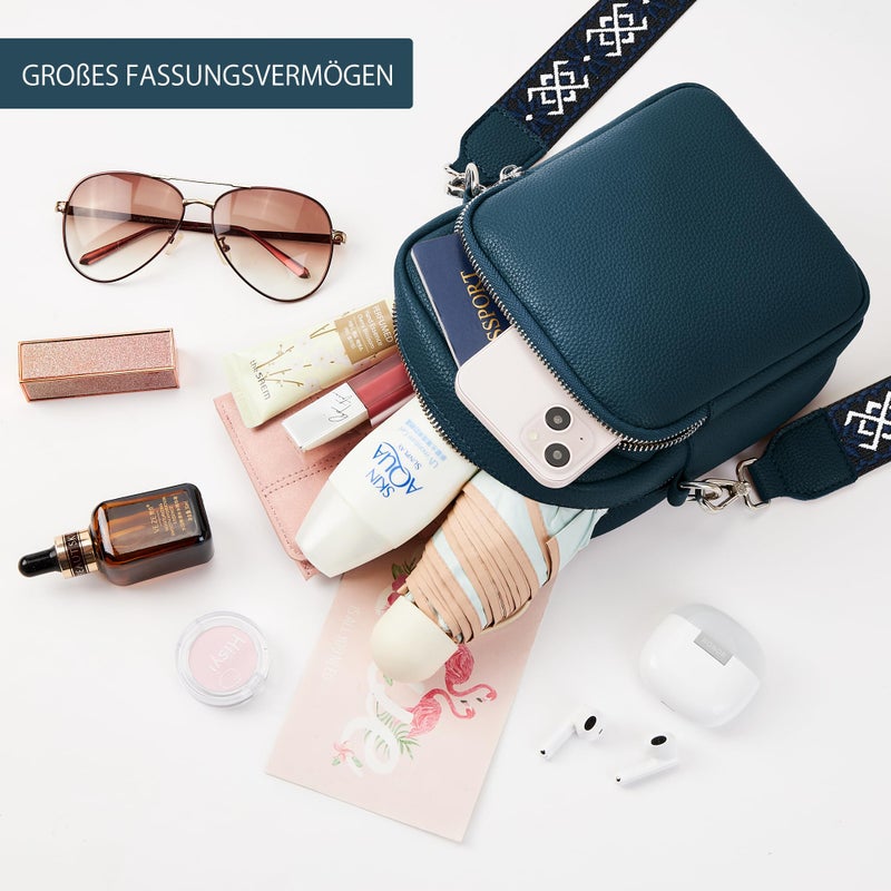 KALIDI RFID Phone Bag Small Crossbody Bag Women Shoulder Purse Vegan Leather Zipper Pockets Travel Shopping Daily (DARK BLUE) - Image 3