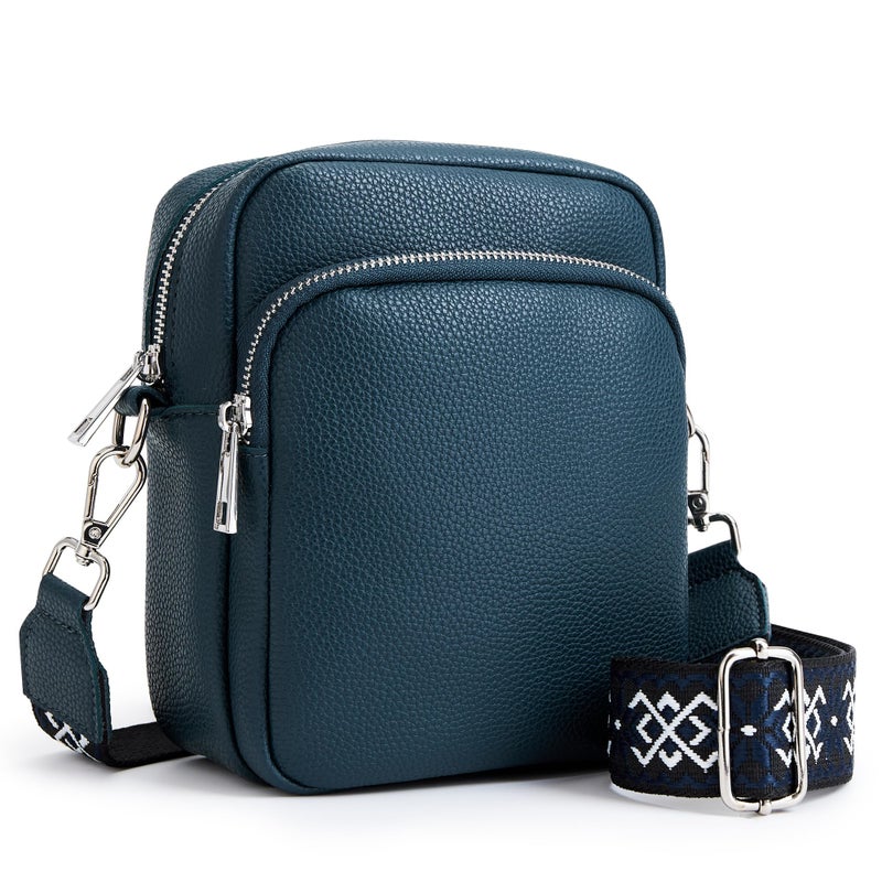 KALIDI RFID Phone Bag Small Crossbody Bag Women Shoulder Purse Vegan Leather Zipper Pockets Travel Shopping Daily (DARK BLUE) - Image 1
