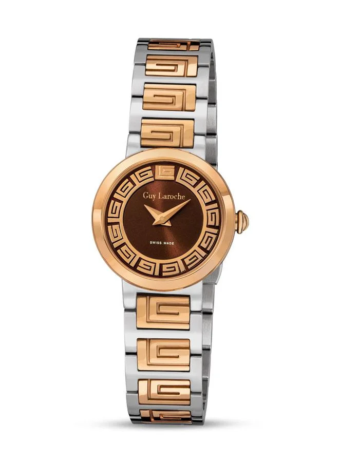 Guy Laroche Ariane 25mm Women's Swiss Quartz Watch with Brown Dial & Two-tone Stainless Steel Bracelet