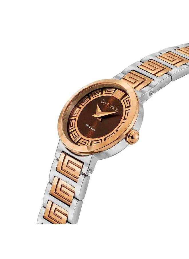 Guy Laroche Ariane 25mm Women's Swiss Quartz Watch with Brown Dial & Two-tone Stainless Steel Bracelet