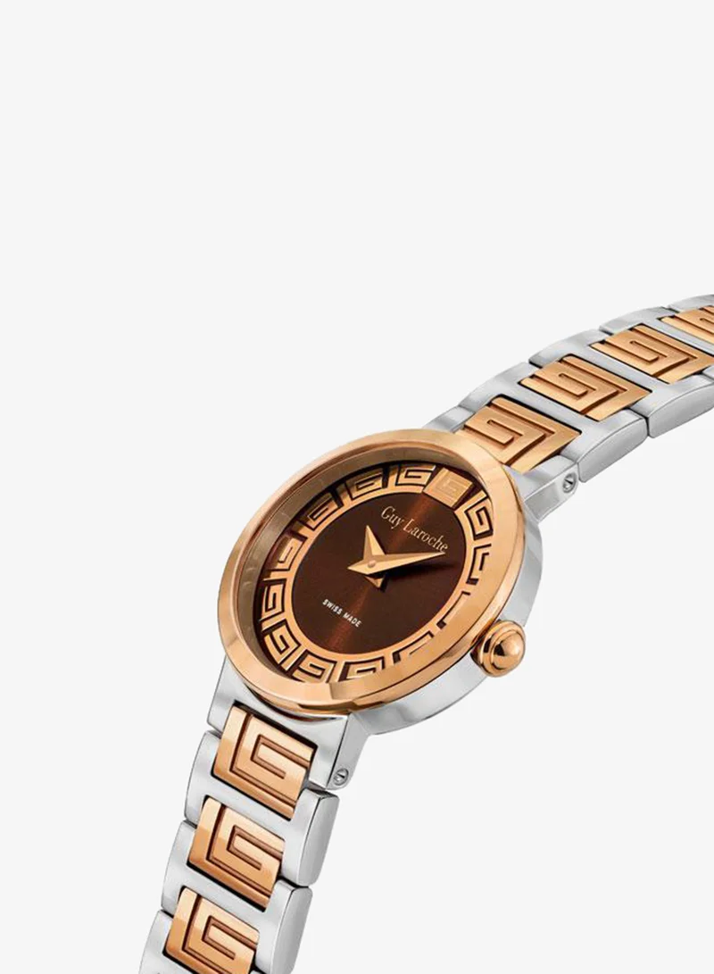 Guy Laroche Ariane 25mm Women's Swiss Quartz Watch with Brown Dial & Two-tone Stainless Steel Bracelet