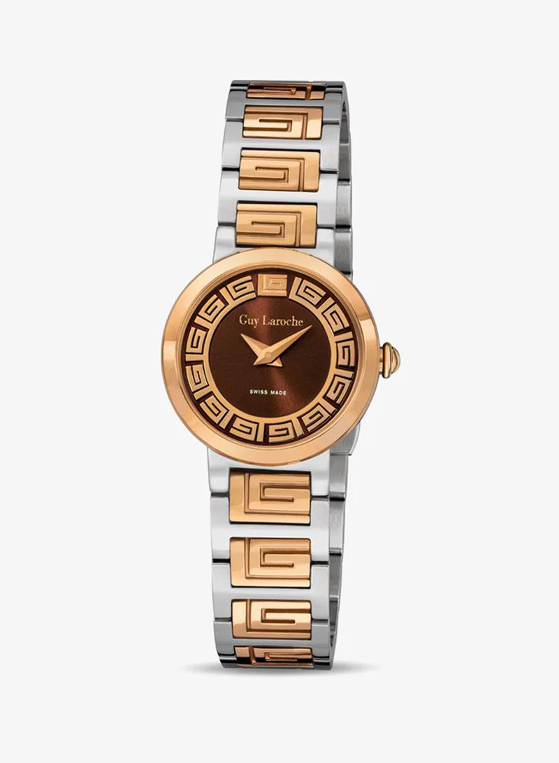 Guy Laroche Ariane 25mm Women's Swiss Quartz Watch with Brown Dial & Two-tone Stainless Steel Bracelet