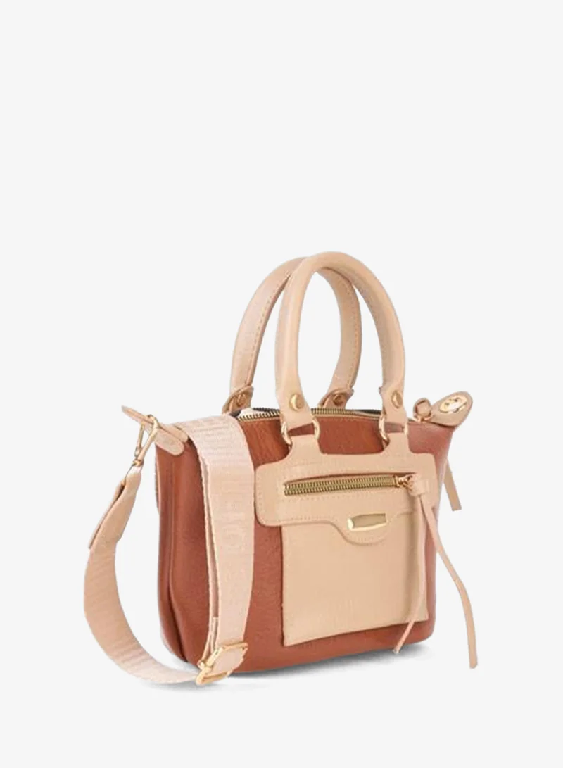Women's Lupin Taba-Vizon Lined Canvas Strap Zipper Closure Hand, Arm, and Shoulder Bag.