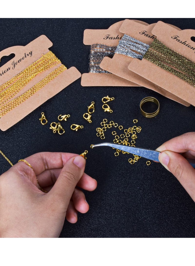 KASTWAVE DIY Necklace Chains, 12m Jewelry Making Chains with 120 Open Jump Rings and 40 Lobster Clasps 1.5mm Iron Twisted Necklace Chains Cable Chain Bulk for Jewelry Making-4 Colors - Image 3