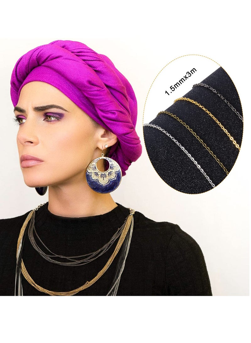 KASTWAVE DIY Necklace Chains, 12m Jewelry Making Chains with 120 Open Jump Rings and 40 Lobster Clasps 1.5mm Iron Twisted Necklace Chains Cable Chain Bulk for Jewelry Making-4 Colors - Image 2