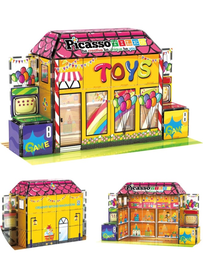 PicassoTiles Picasso Magnetic Tiles Toy Shop 60-pieces - Image 1