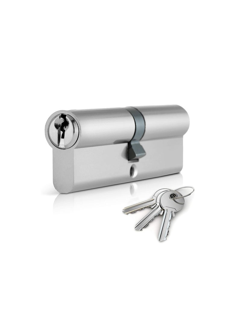 KNP Cylinder Lock With Both Sise Keys High Strength Key Cylinder For Family Safety For Home Office (Chrome Plated) 90mm
