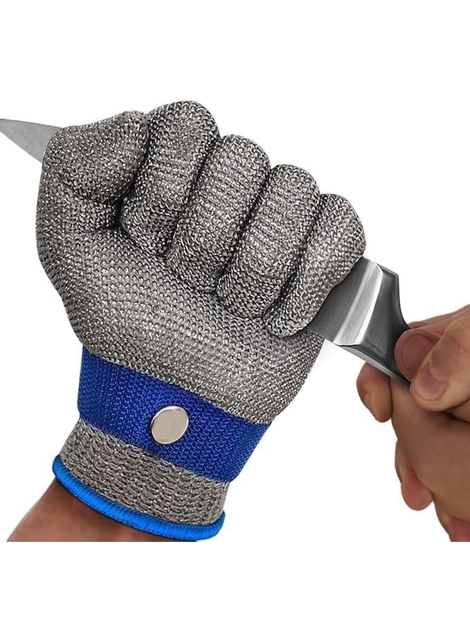 Stainless Steel Wire Mesh Cut-Resistant Glove - Food Grade High-Performance Level 5 Protection - Durable Safety Metal Mesh Glove for Kitchen Butchery & Woodworking (Single) - Image 1