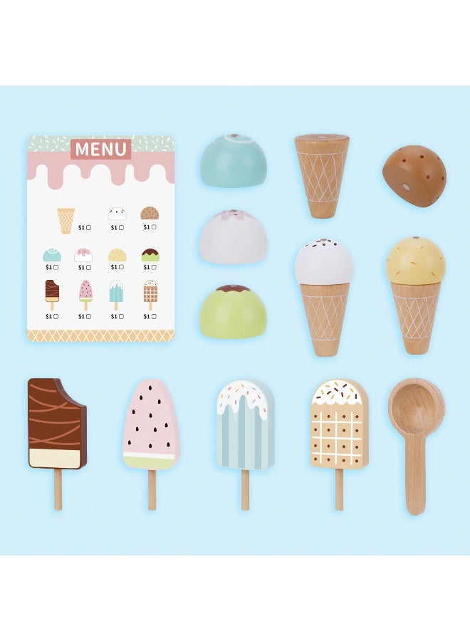 COGNIKIDS مجموعة متجر الآيس كريم – لعبة تمثيل مع مخروطات وأقماع آيس كريم ملونة – ألعاب دور للأطفال للحلويات للأعمار 3 سنوات فما فوق - Image 5