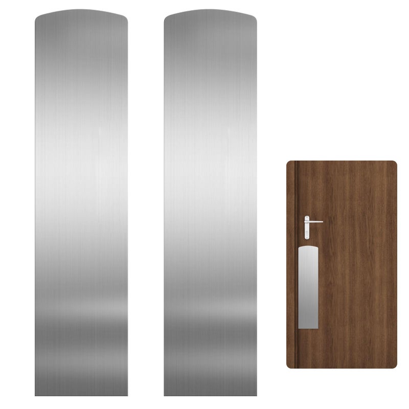 Sanbege 2 Pcs Door Scratch Protection Plate 4 x 16 Stainless Steel Push Plate Self Adhesive Kickplate for Interior Exterior Doors Brushed Nickel - Image 2