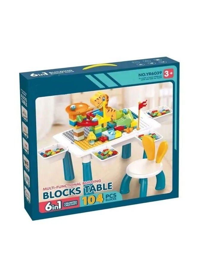 Interactive Block Table with Slides – Includes Chair & 104 Building Blocks (Educational Toy for Kids Ages 3+) - Image 2