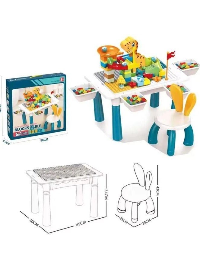 Interactive Block Table with Slides – Includes Chair & 104 Building Blocks (Educational Toy for Kids Ages 3+) - Image 3