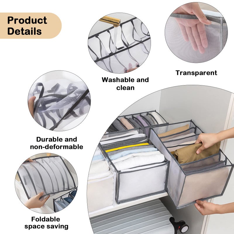 TIGARI Wardrobe Clothes Organizer, Drawer Organizer for Clothing, Closet Organizers and Storage, Drawer Dividers for Clothes, Mesh Separation Box for Thin Jeans, Trousers, T-shirts, Skirts - Image 5