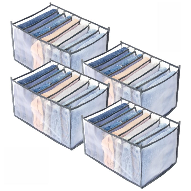 TIGARI Wardrobe Clothes Organizer, Drawer Organizer for Clothing, Closet Organizers and Storage, Drawer Dividers for Clothes, Mesh Separation Box for Thin Jeans, Trousers, T-shirts, Skirts - Image 1
