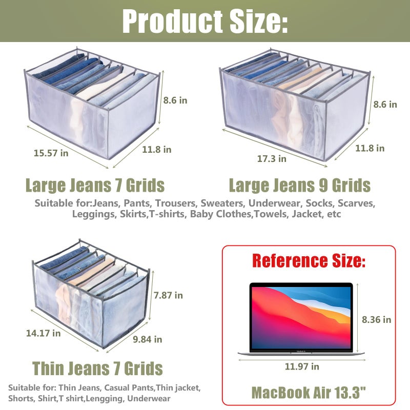 TIGARI Wardrobe Clothes Organizer, Drawer Organizer for Clothing, Closet Organizers and Storage, Drawer Dividers for Clothes, Mesh Separation Box for Thin Jeans, Trousers, T-shirts, Skirts - Image 2
