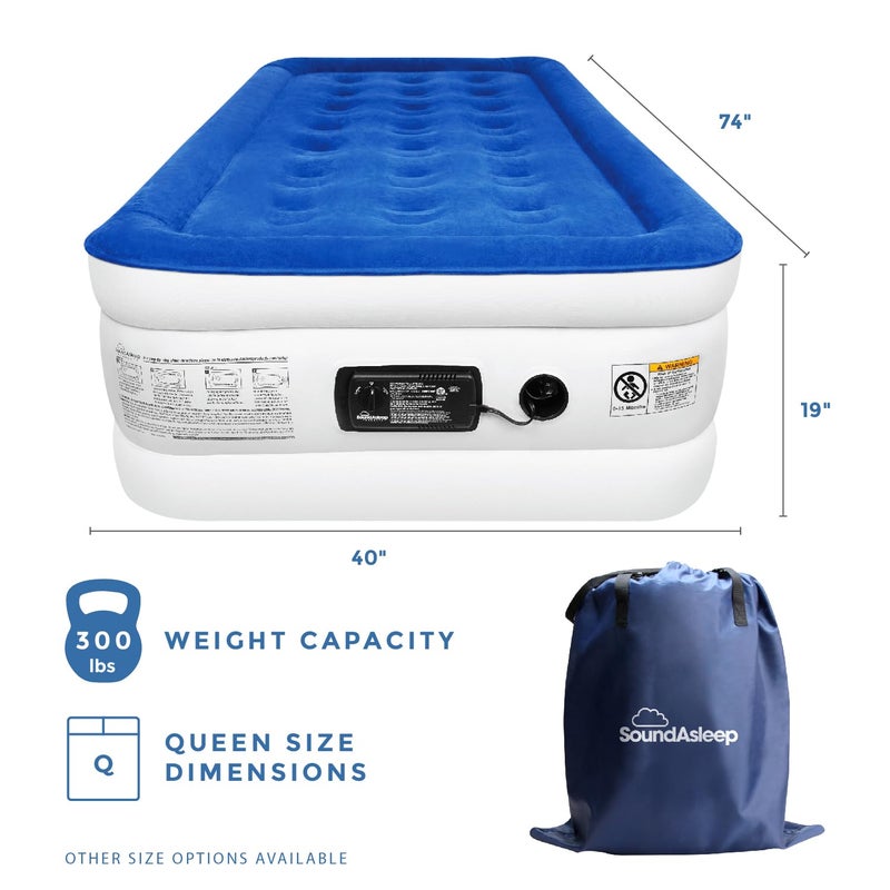 SoundAsleep Products مرتبة هوائية فاخرة من SoundAsleep Dream Series، تقنية ComfortCoil، مضخة عالية السعة مدمجة للاستخدام المنزلي، التخييم - ارتفاع مزدوج، قابلة للتعديل، قابلة للنفخ، محمولة (حجم توأم) - Image 3