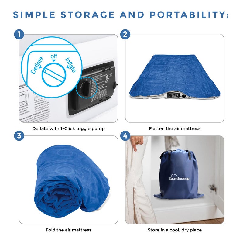 SoundAsleep Products مرتبة هوائية فاخرة من SoundAsleep Dream Series، تقنية ComfortCoil، مضخة عالية السعة مدمجة للاستخدام المنزلي، التخييم - ارتفاع مزدوج، قابلة للتعديل، قابلة للنفخ، محمولة (حجم توأم) - Image 4