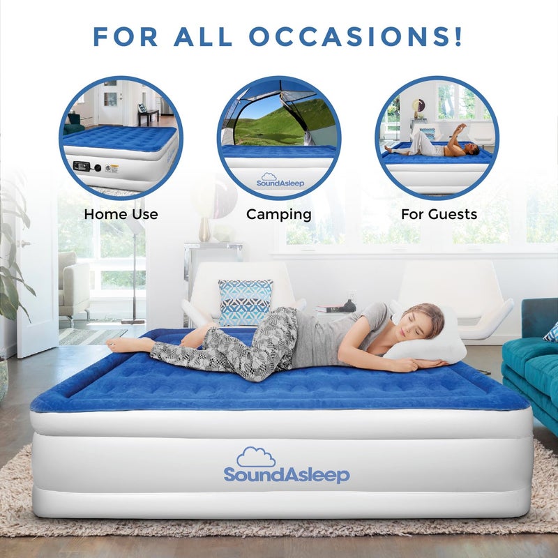 SoundAsleep Products مرتبة هوائية فاخرة من SoundAsleep Dream Series، تقنية ComfortCoil، مضخة عالية السعة مدمجة للاستخدام المنزلي، التخييم - ارتفاع مزدوج، قابلة للتعديل، قابلة للنفخ، محمولة (حجم توأم) - Image 5