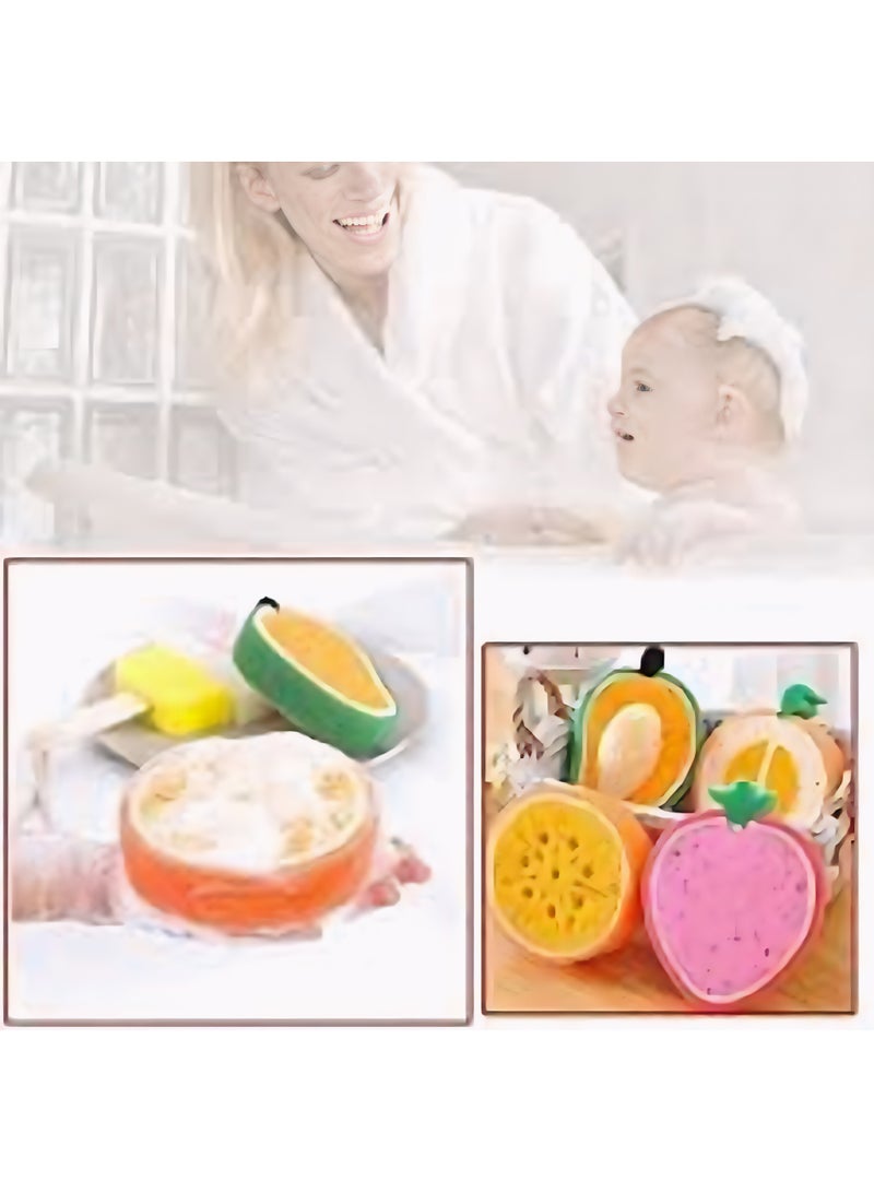 Cute Fruit Shape Soft Bath Sponge - Deep Cleansing Foam Sponge Skin Care Cute Cartoon Design for Adults and Kids - 1 Piece Multicolor - Image 5