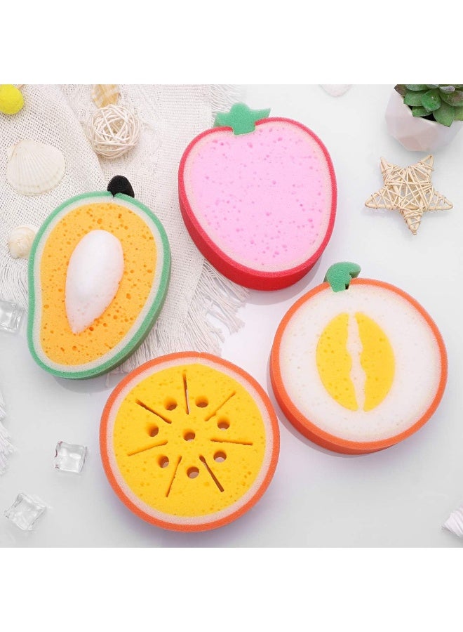 Cute Fruit Shape Soft Bath Sponge - Deep Cleansing Foam Sponge Skin Care Cute Cartoon Design for Adults and Kids - 1 Piece Multicolor - Image 3