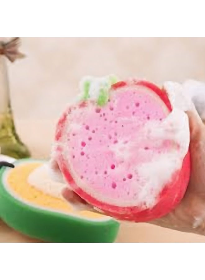 Cute Fruit Shape Soft Bath Sponge - Deep Cleansing Foam Sponge Skin Care Cute Cartoon Design for Adults and Kids - 1 Piece Multicolor - Image 4