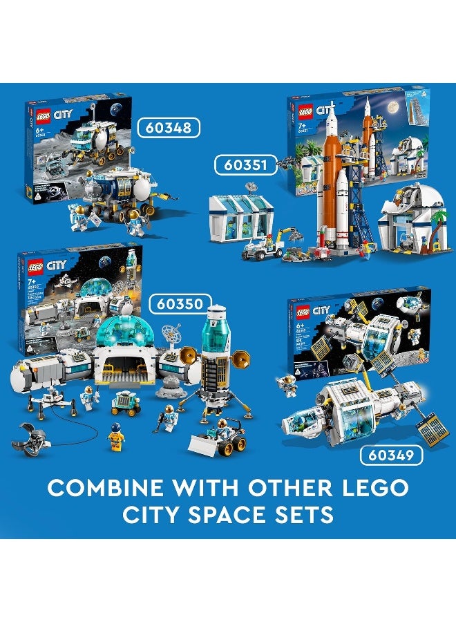 LEGO لعبة LEGO 60350 قاعدة الأبحاث القمرية في مدينة الفضاء الخارجي، هبوط قمر مستوحى من ناسا، مركبة روفر ولعبة عربة القمر، هدايا للأولاد والبنات من عمر 7 سنوات وما فوق مع 6 شخصيات رائد فضاء مصغرة - Image 3