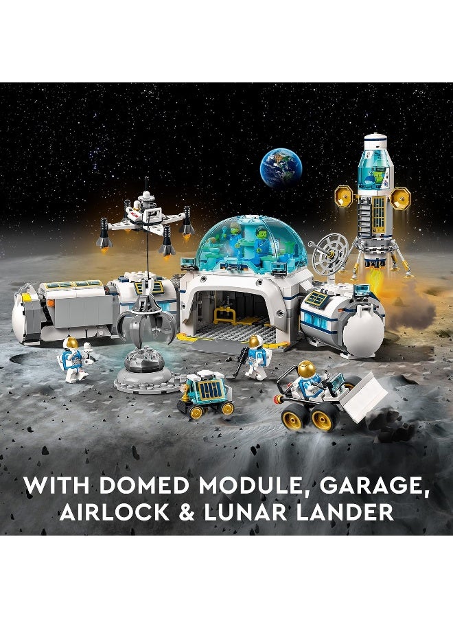 LEGO لعبة LEGO 60350 قاعدة الأبحاث القمرية في مدينة الفضاء الخارجي، هبوط قمر مستوحى من ناسا، مركبة روفر ولعبة عربة القمر، هدايا للأولاد والبنات من عمر 7 سنوات وما فوق مع 6 شخصيات رائد فضاء مصغرة - Image 4