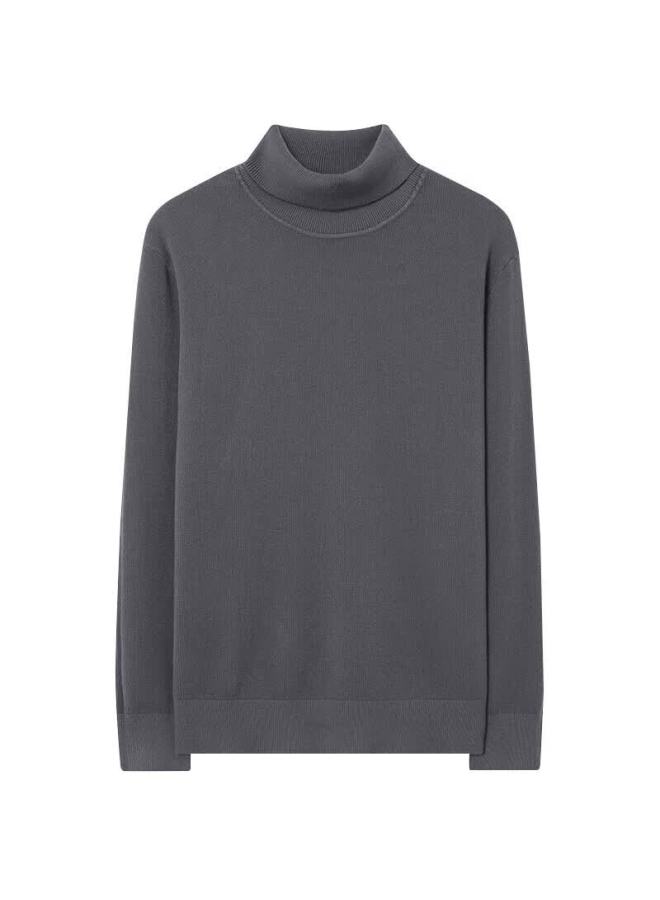 Markless Men's Autumn Winter Warm High Neck Knit Sweater Solid Color Base Shirt 2716 Dark Space Gray XL - Image 3