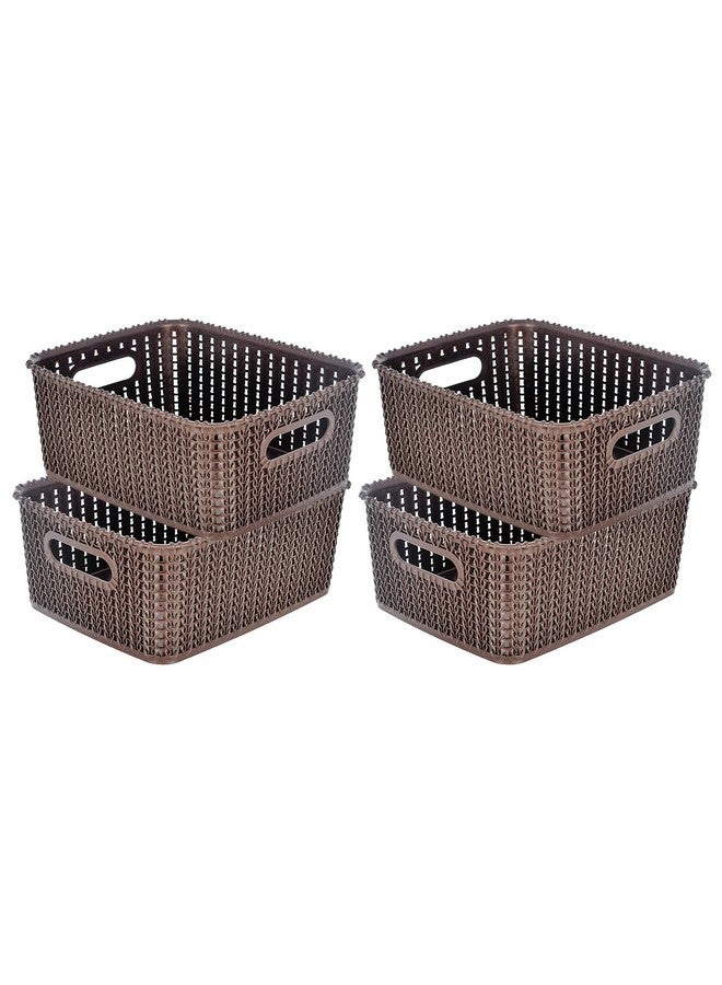 Kuber Industries Heart Home Multiuses Large M 20 Plastic Tray/Basket/Organizer Without Lid- Pack of 4 (Brown) -46HH091 - Image 1